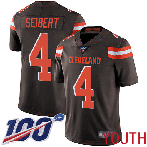 Cleveland Browns Austin Seibert Youth Brown Limited Jersey #4 NFL Football Home 100th Season Vapor Untouchable->women nfl jersey->Women Jersey